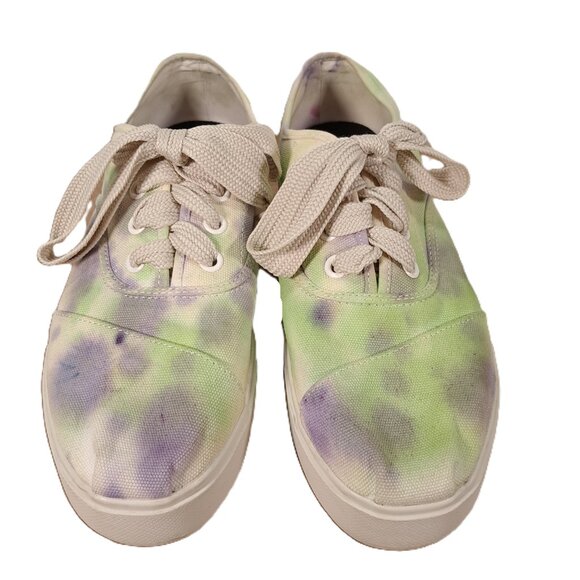 Toms Lug Shoes Women 11 Multi Color Canvas Sneakers Lace Up Platform Artsy - Picture 9 of 16